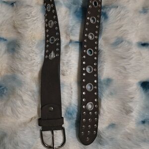 Source Unknown Brown Studded Grommet Belt